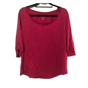 Lane Bryant size  14/16 pink fringe collar cool and casual cotton slub top